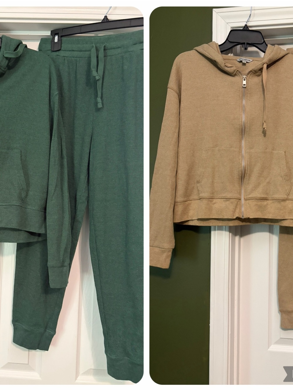 Women's waffle lounge Set - Green & Tan lucky brand tops large bottoms small pet